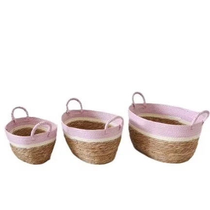 New product Braided paper rope + bulrush storage basket set for cat bed