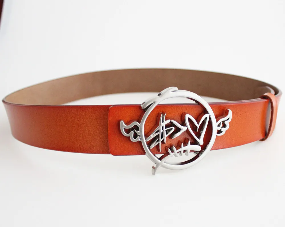 3.8cm   cowhide leather business belt for men and women  Smooth Buckle Leather Belt