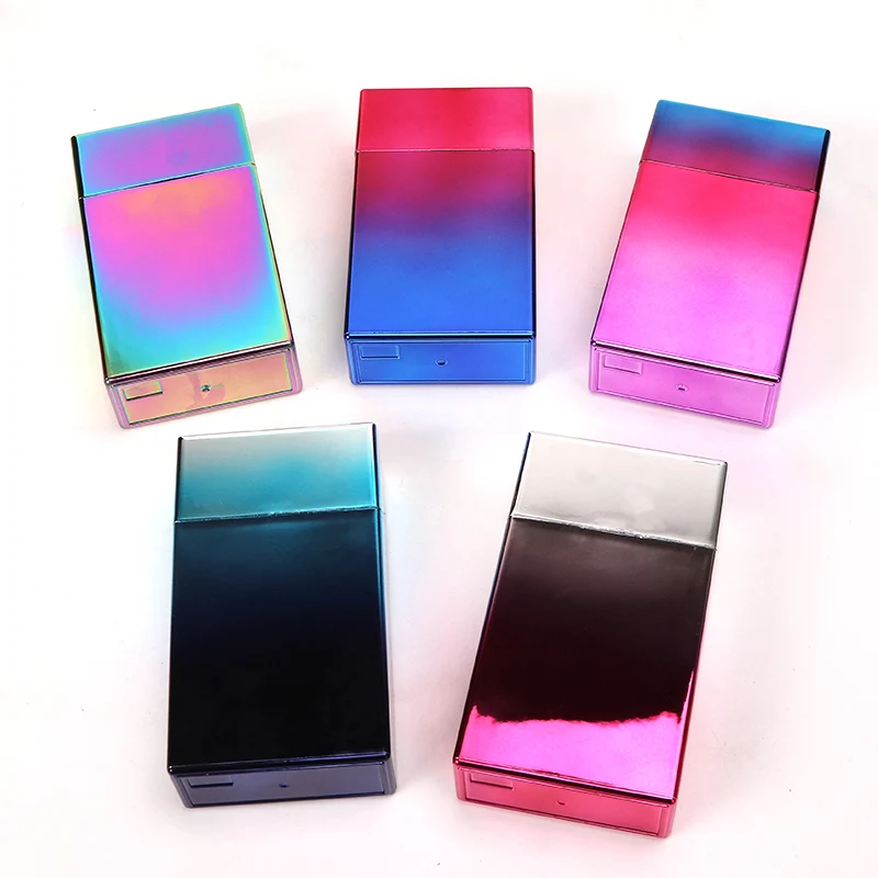 2024 Wholesale Factory 20pcs Colorful Slim Long Cigarette Case Handmade Press Closure Square Custom logo Cigarette Case