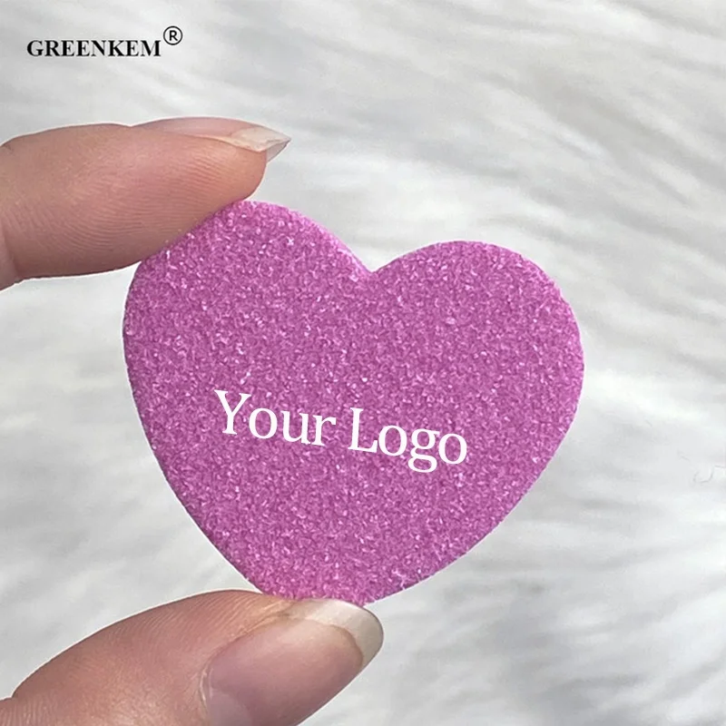 2023 Pink Love Heart Shape Nail Buffers Manicure Tool Double Sided Sandpaper Sponge Mini Custom Logo Nail File