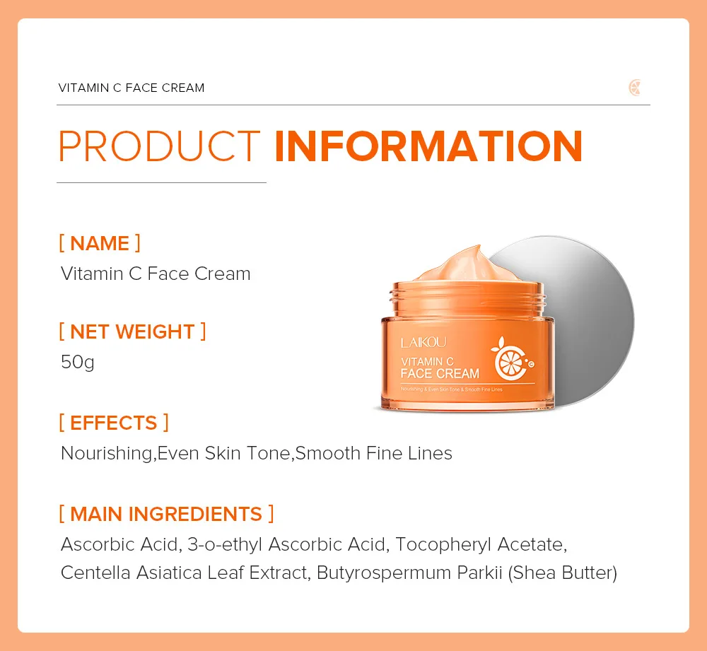 Wholesale  winter skin care Vitamin C cream 50g moisturizing magic Whitening facial cream for adults