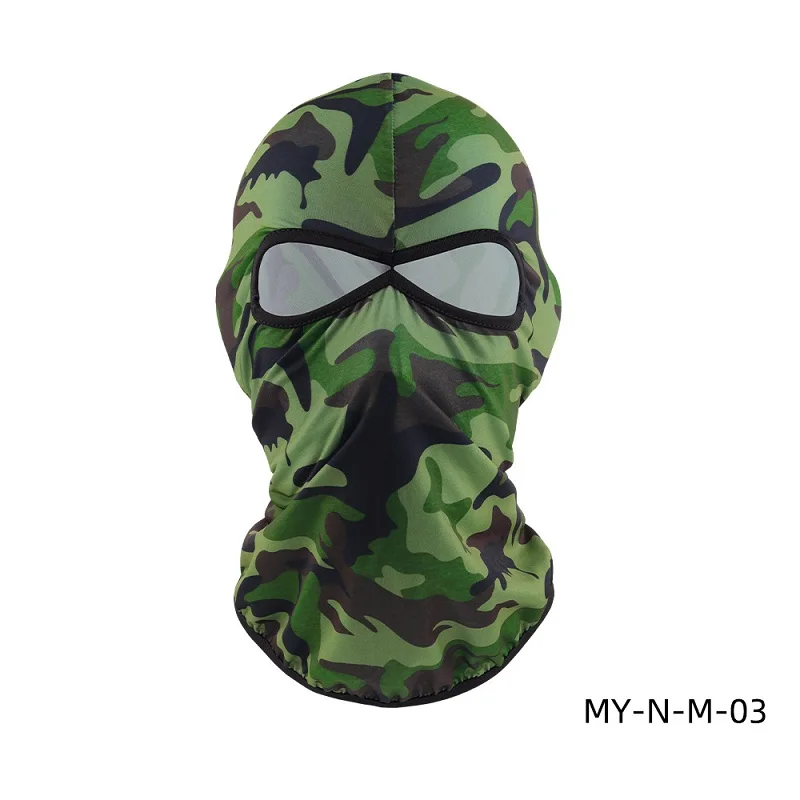 Amazon Hot Sale 14 Colors Ice Silk UV Protection Full Face Cover Unisex Camouflage Windproof Two Hole Balaclava