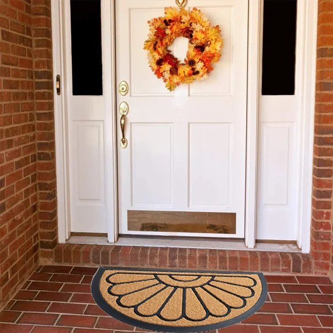 Dirt Trapping Waterproof Rubber Half Circle Non Slip Entrance Door Mat