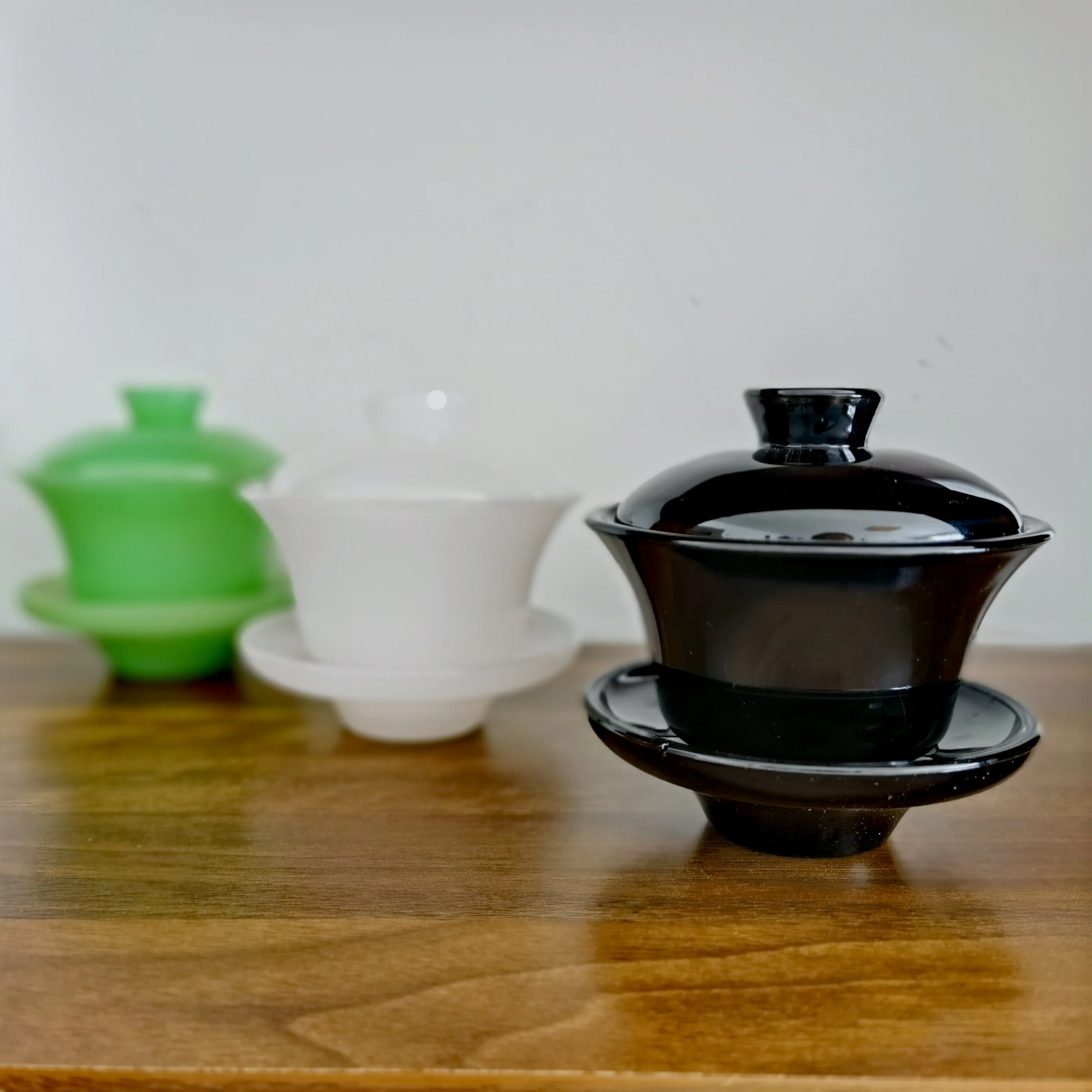 custom logo dishwasher safe green white jade opal tea glass cup with saucer set glass coffee cup