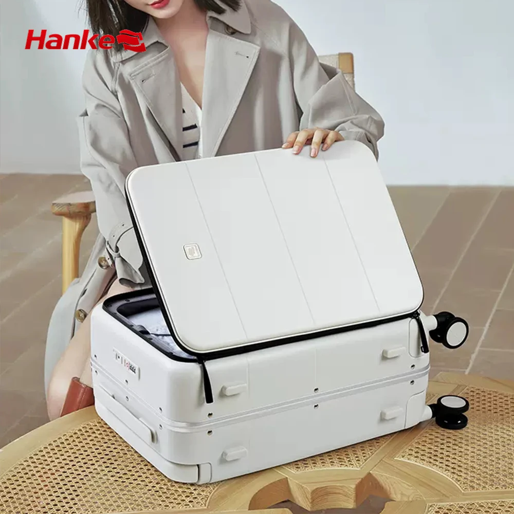 Hanke PC Hardside Carry On Luggage, 20 24 inch Front Opening Suitcase with Spinner Silent Wheels Suitcase