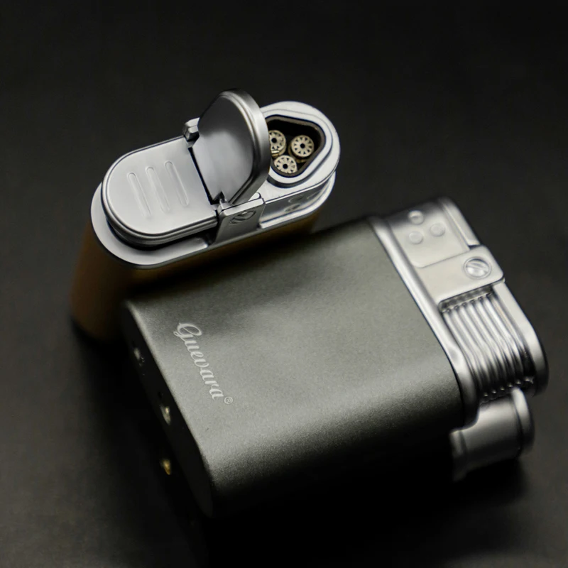 High quality Stainless Steel Cigars Knife Cut outdoor triangle cigar ashtray and lighter gift sets