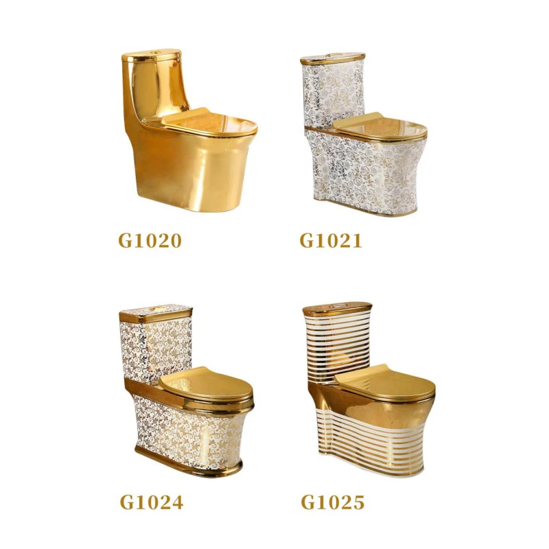 Luxury Golden Color Bathroom Sanitary Ware Commode Ceramic Wall Mounted Gold Hanging Toilet