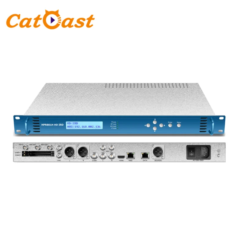 HD DECODER CAM CI AC3 RF ASI IP IRD Input MPEG2 H.264 HEVC AC3 Decoding SDI CVBS Out HD IRD