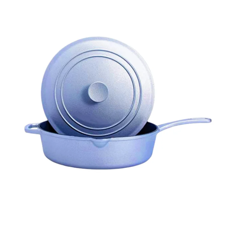 Household Items Enamel Cast Iron Cookware Skillets Fry Saute Pan With Lid Non-stick Pots