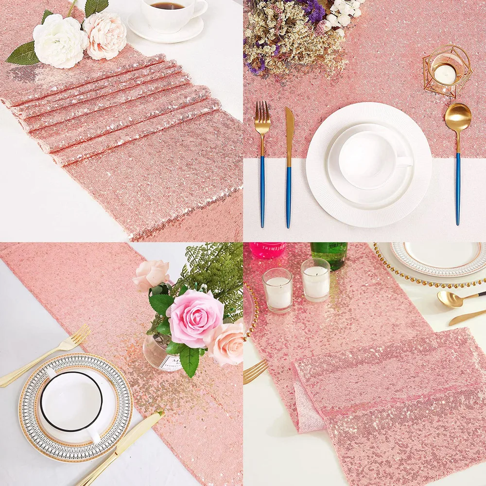 Gold Sequin Table Runner Wedding Decoration Sequin Christmas Birthday Baby Shower Party Home Tea Table Runner Sequin