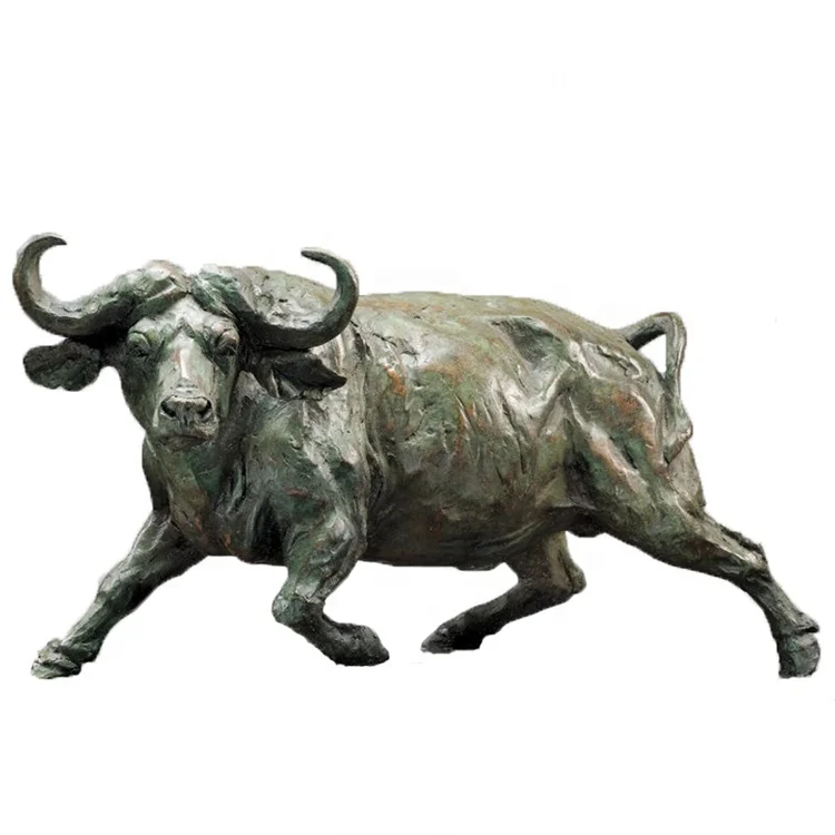 Outdoor Garden Bull Sculpture life size bronze buffalo animal statue sculpture for sale