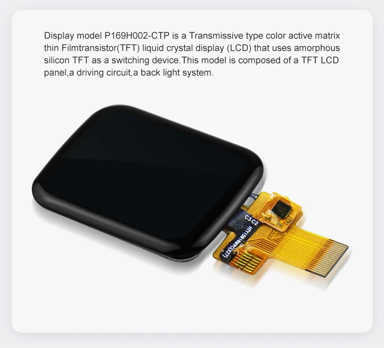 Polcd 1.69 inch 240*280 Normally Black 350 nit 18 Pin Touch Display IPS Small TFT LCD Panel