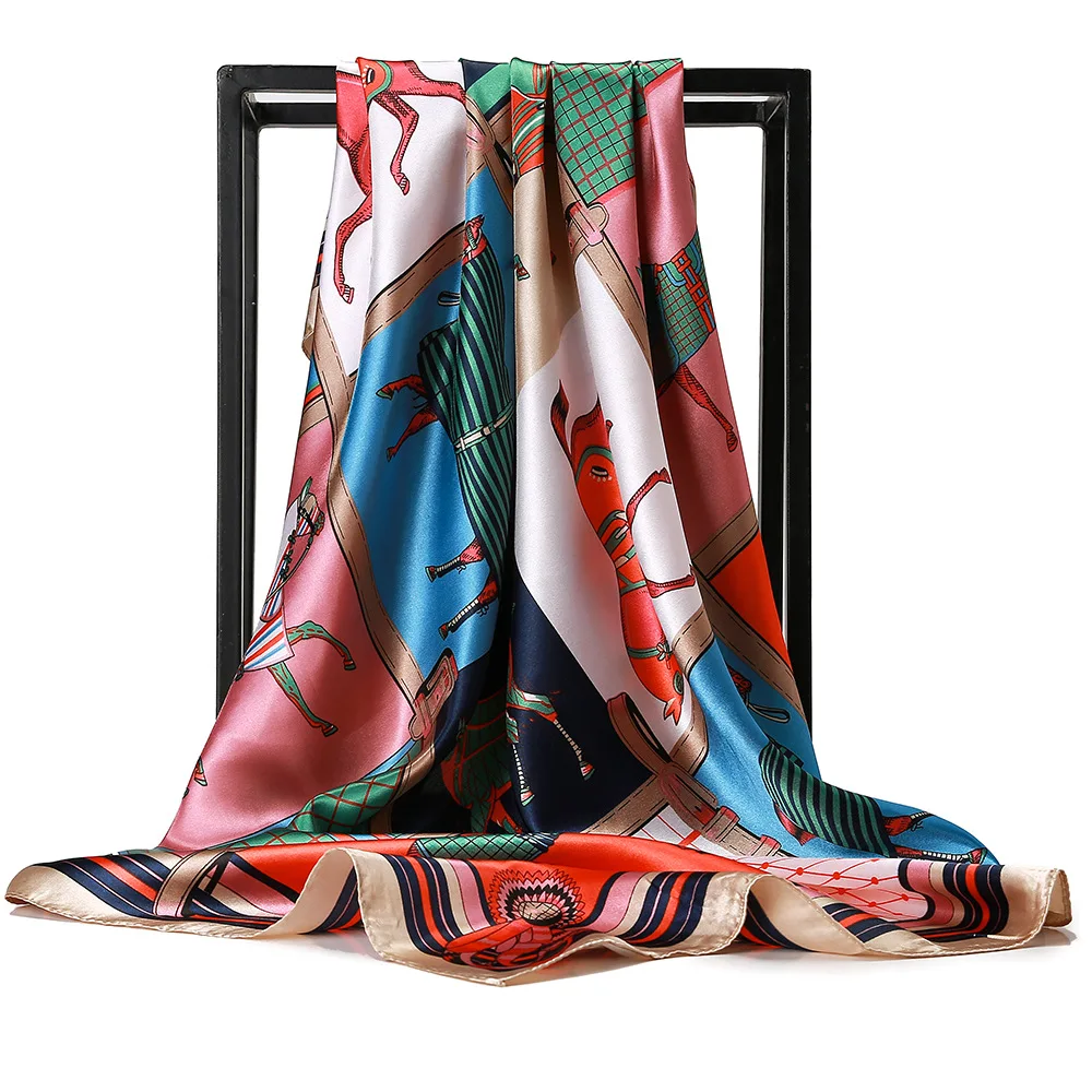 2020 90*90cm high quality Satin hijab big size shawls for muslim lady scarves hairscarf