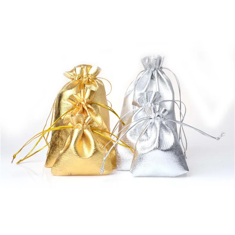 7*9cm Silver/Gold Color Organza Bags Candy Bags Metallic Foil Organza Pouches Christmas Wedding Party Favour Gifts Candy Bags