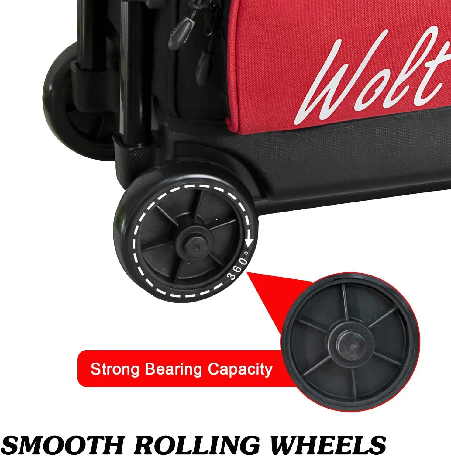 WOLT 3 Ball Bowling Bags with Wheels with Separate Shoe Compartment Ultra-large Capacity Accessory Pocket Retractable Handle