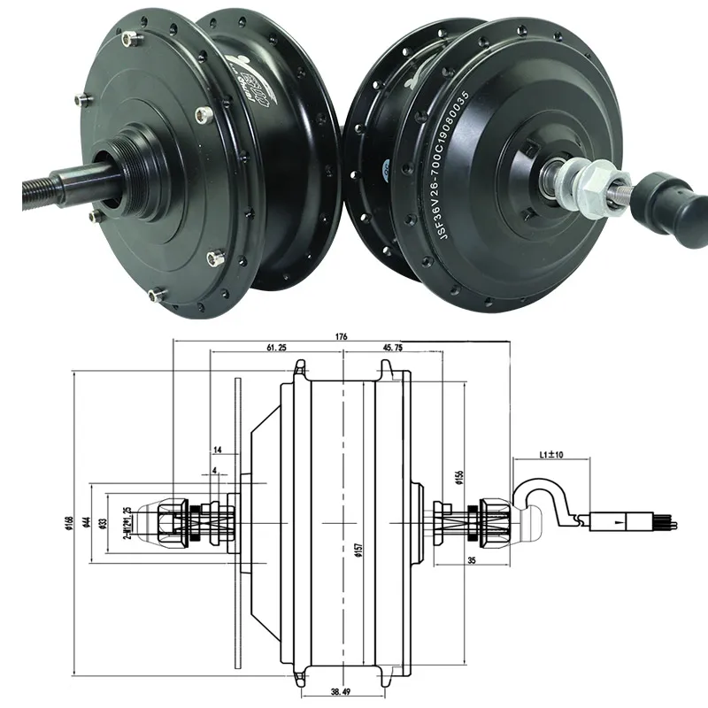 eBIKE 20in-29in 700C Wheel Hub Motor 250W - 2000W Front Rear Drive Brushless Gear Motor for Electric Bicycle Conversion kit