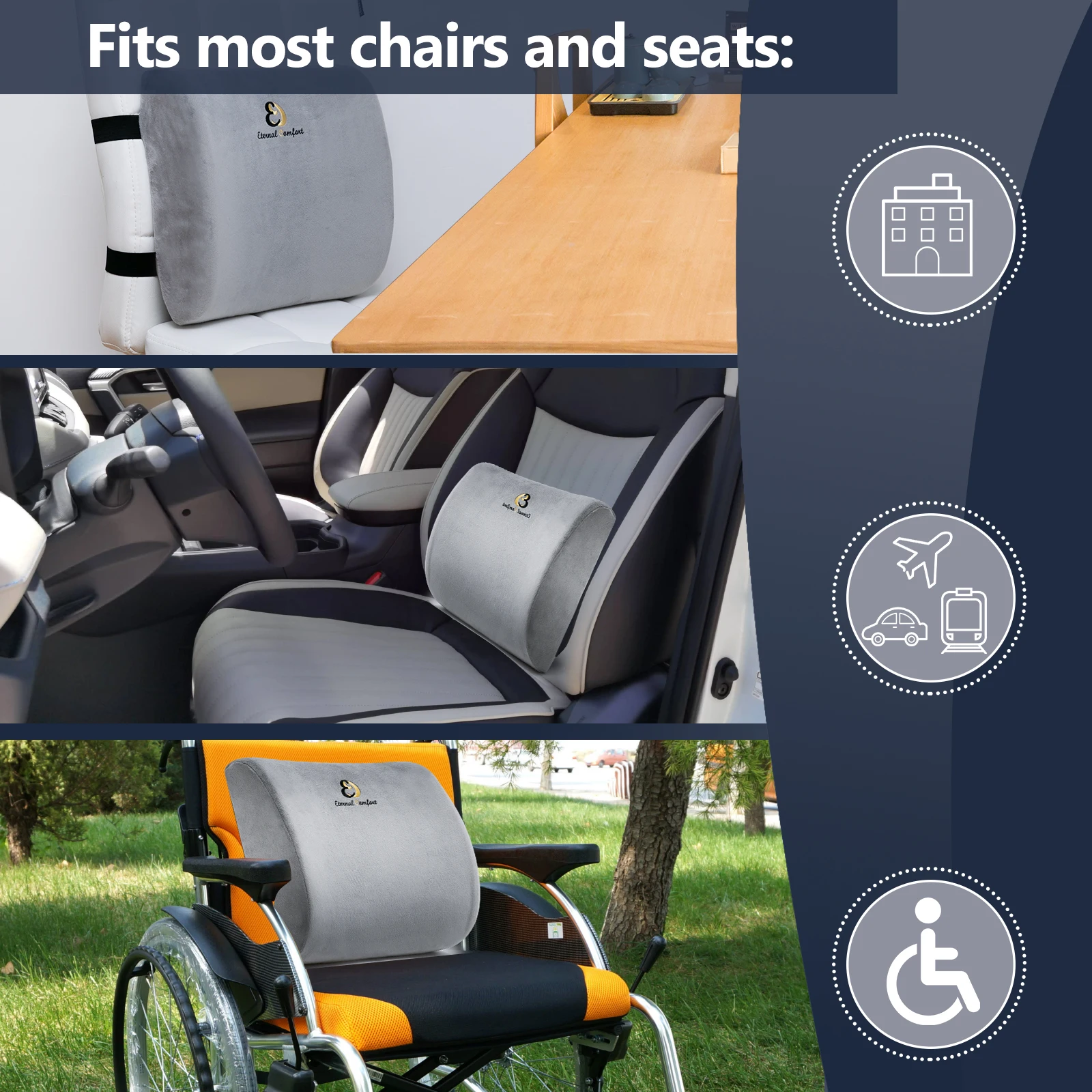 Anyu OEKO-TEX Standard 100 Back Support for Office Chair Memory Foam Lumbar Pillow Perfect Cushion for Car Computer and Desk