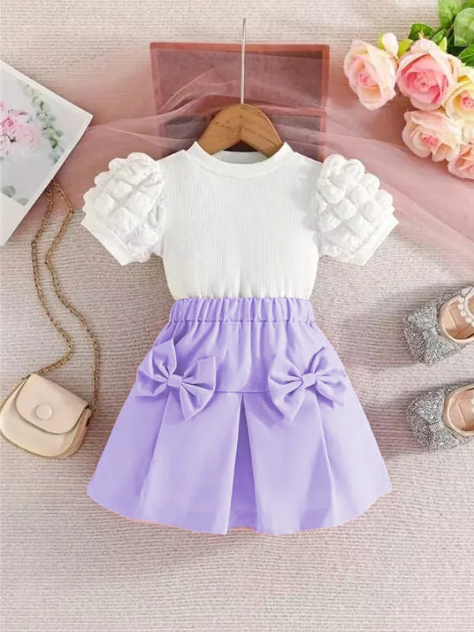 2024 New Kids Outfit Toddler Boutique Skirt And T-shirt Two Piece Girls Clothing Sets Sweet For Little Girls