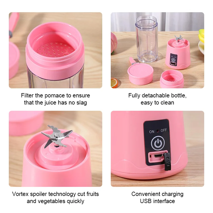 Портативный оранжевого цвета для фруктовых смузи Соковыжималка Блендер кружка личные беспроводной зарядки 380ml портативный мини-блендер Электрический USB