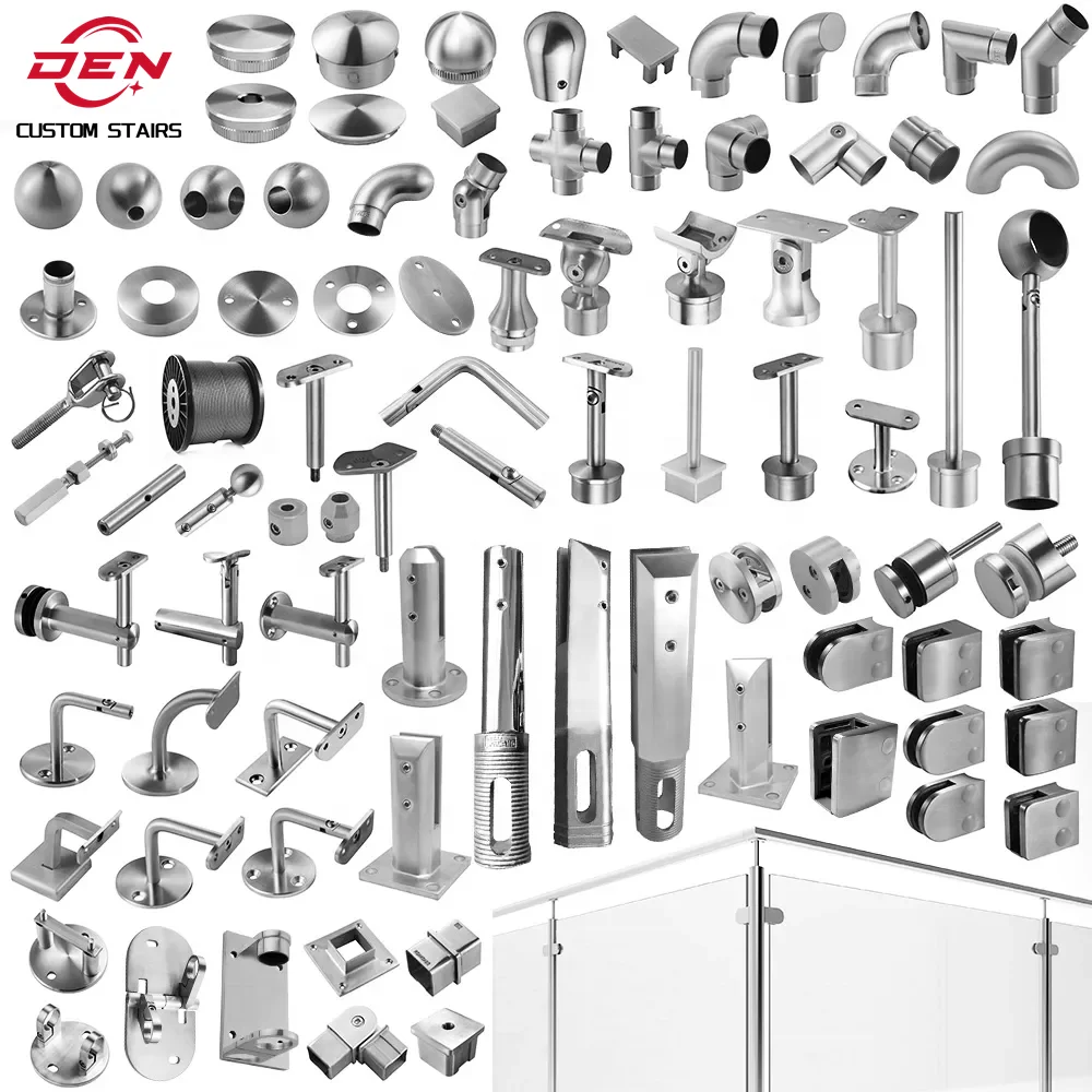 Balcony Stair Glass Inox Balustrade Accessory Handrail Fittings System 304 316 Stainless Steel Railing Accessories