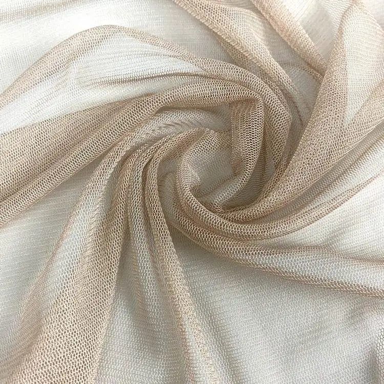 100% Silk Tulle Mesh Fabric for Wedding Dresses Knitted Netting in Mulberry