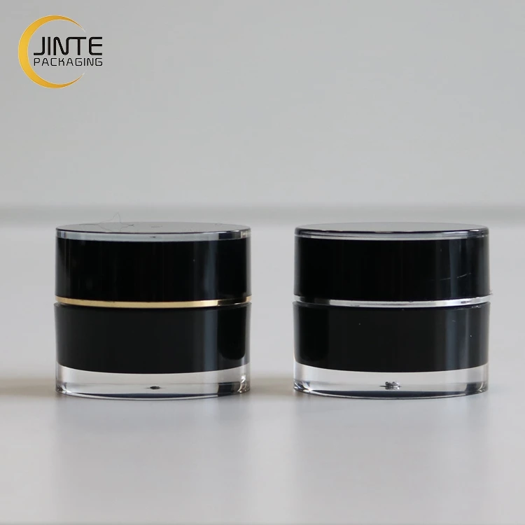 2021 in Stock Cosmetic Packaging Double Walled Acrylic Jar 5g Glossy Round Black UV Nail Gel