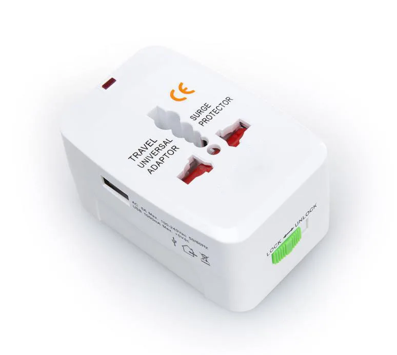 high quality All in one Plug 24v Smart Universal Travel Adapter with 1 USB Travel Adaptor