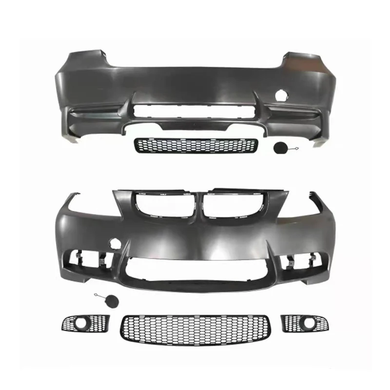 Front bumper assembly for BMW 3 series E90 2005 2006 2007 2008 upgrade to M3 style PP material body kit with rear bumper grille