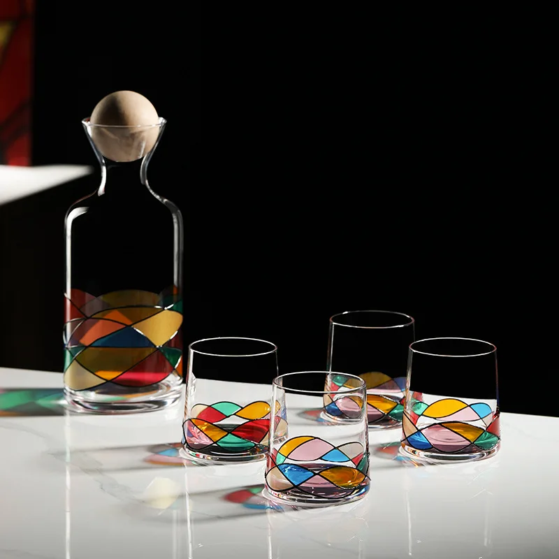 New Creative Water Jug Cylinder Bunched Wood Ball Whisky Set Exquisite Drink DecanterSet Drinkware
