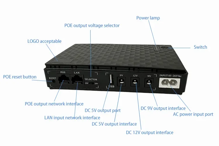 DC UPS 18W 36W 10400mah Mini UPS for wifi router and modem monitoring DC 5V 9V 12V Uninterruptible Power Supply UPS for router