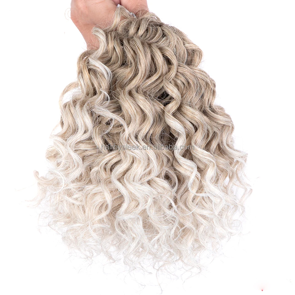 Джессика Curl накладные волосы на крючке поворот волна воды эффектом деграде (переход от темного к светлые цвета 60 см 75 из искусственных волос глубокая завиток вязание крючком выдвижения