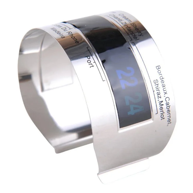 Temperature Sensor Bracelet LCD Display Instant Readout Digital Wine Bottle Thermometer For Wine Champagne Whisky