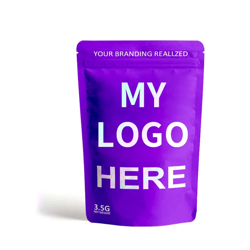 Custom OEM Printed New 3.5g Baggies Aluminized Foil Smell Proof Plastic Packaging Mylar Zip Lock Bags