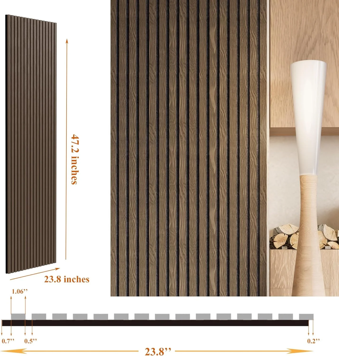 Akupanel Akustik Panel Holz Soundproof Acoustic Slat Wall Panel Smoked Oak Veneer MDF Wood Slat Acoustic Panel on Black PET Felt