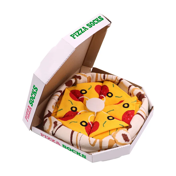 Fun Novelty Crazy Funky Food Cotton Socks Pizza Box Funny Socks for Men Women Teens