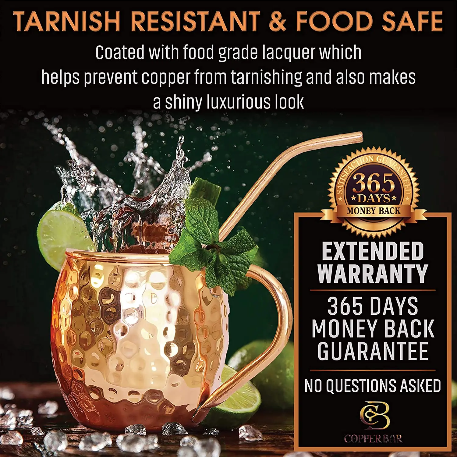 100% Authentic Hammered Copper Mug with FREE Copper Shot Glass