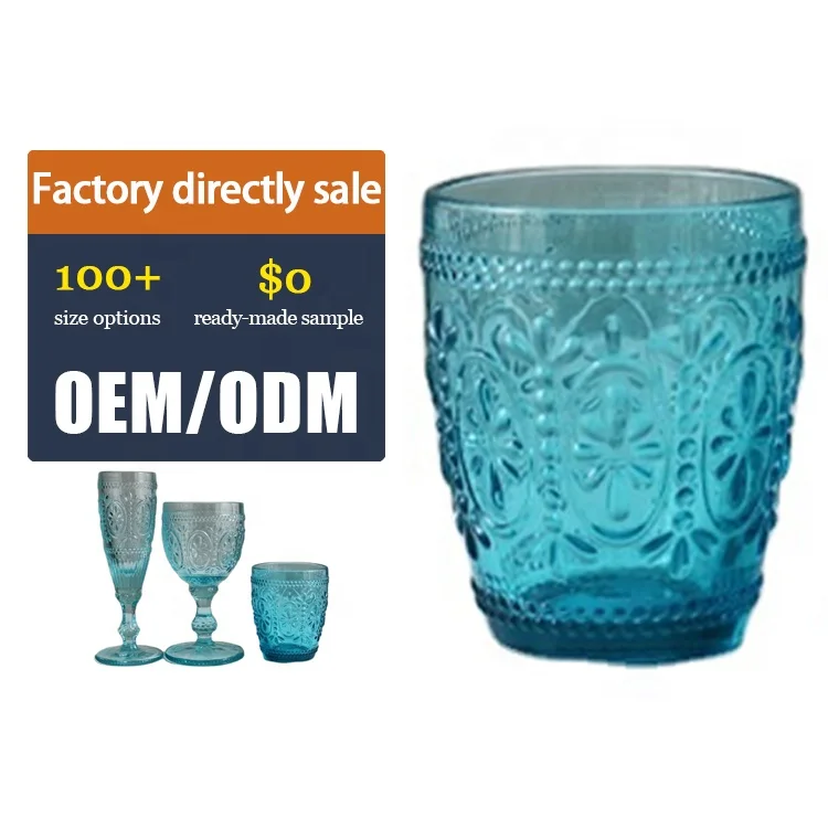 LANGXU Good price eco-friendly drinking Sunflower pink colored thick-walled wine glasses goblet with embossed diamond pattern