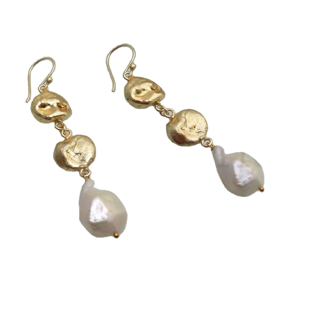 Gold Plated Ear Wire With Pearl Unique Earrings Trendy Unique Design for Handmade Premium Product Casual Wear SKU6733