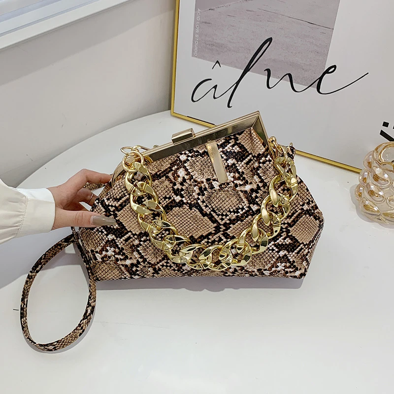 HEC New Arrival Trending Snake Skin Purses and Handbags Ladies Leather Luxury Shoulder Bag for Women