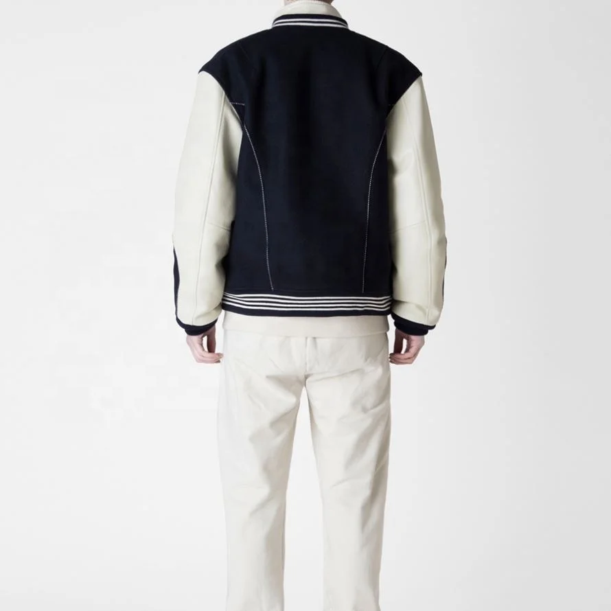 Custom man high quality plus size winter coat leather baseball letterman varsity jacket for men