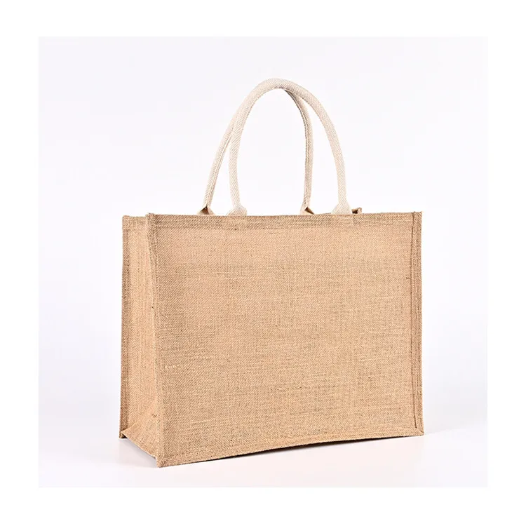 Customise Natural Large Small Cotton Linen Burlap Shopping Hemp Jute Shopper Tote Gift Bag