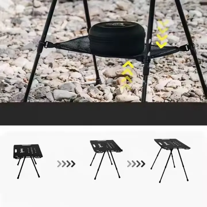 Portable Outdoor Camping Table, Aluminum Lightweight Folding Tables with Carry Bag, Adjustable Height Table