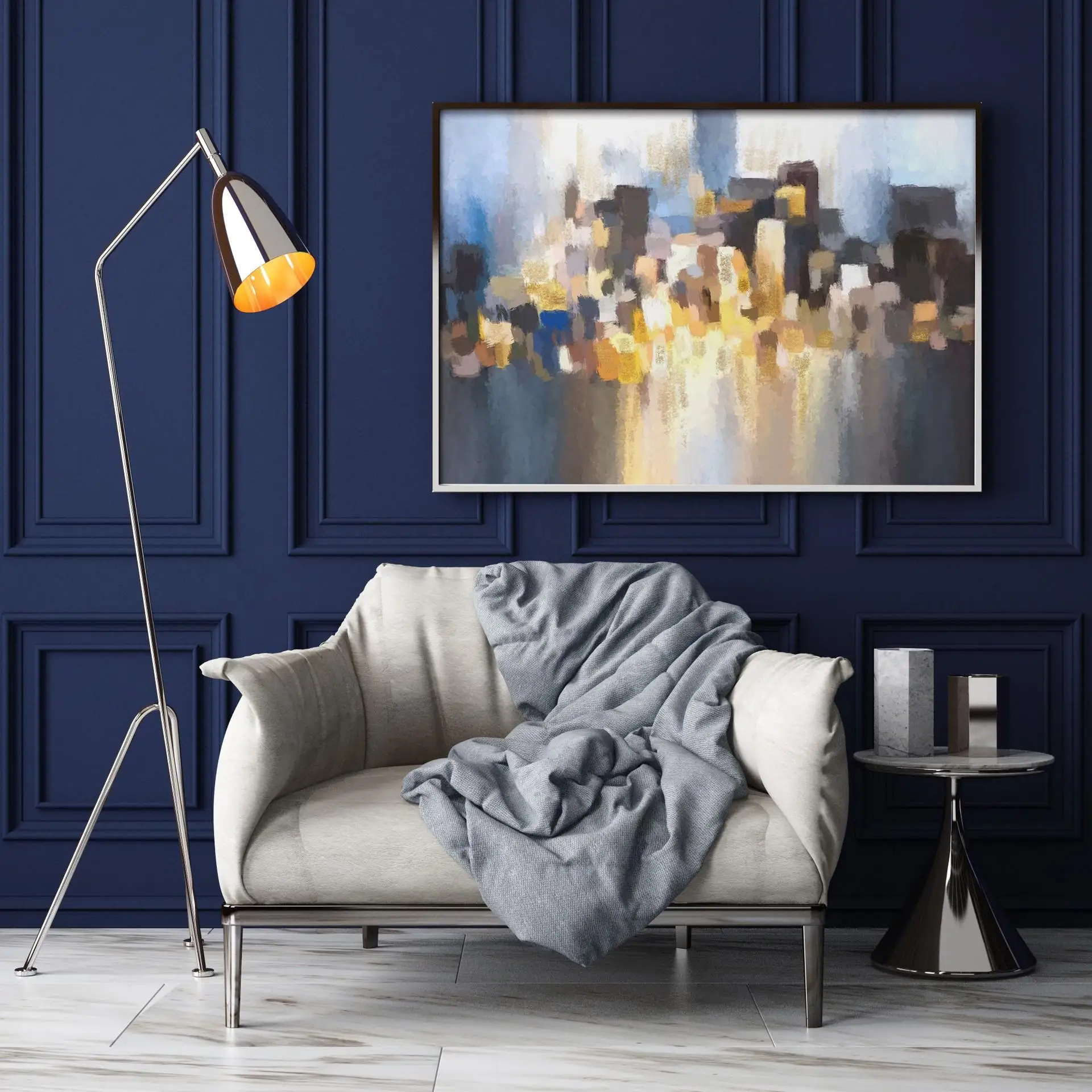 Factory Outlet Half Hand-painted Oil Mediterranean Wind Corridor Living Room Wall Bedroom Hanging Mural Decorative Painting