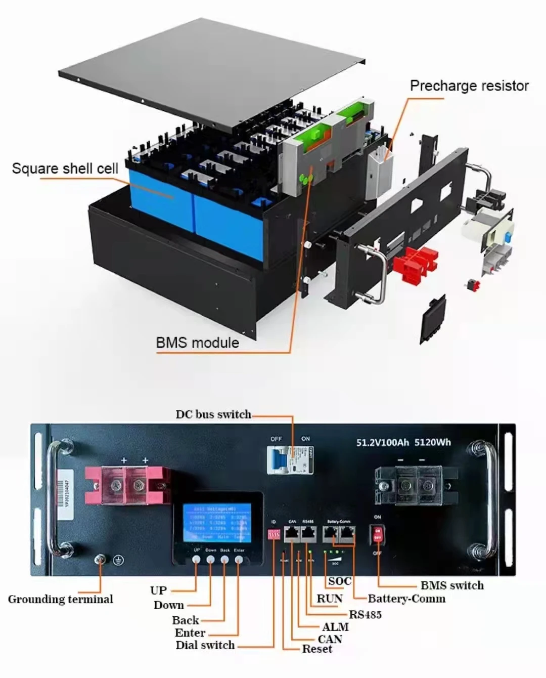 Deep Cycle 48V 50Ah 2.4kWh Lithium Iron Phosphate Battery 96v 72v 60v 100ah 120ah 150ah 200ah