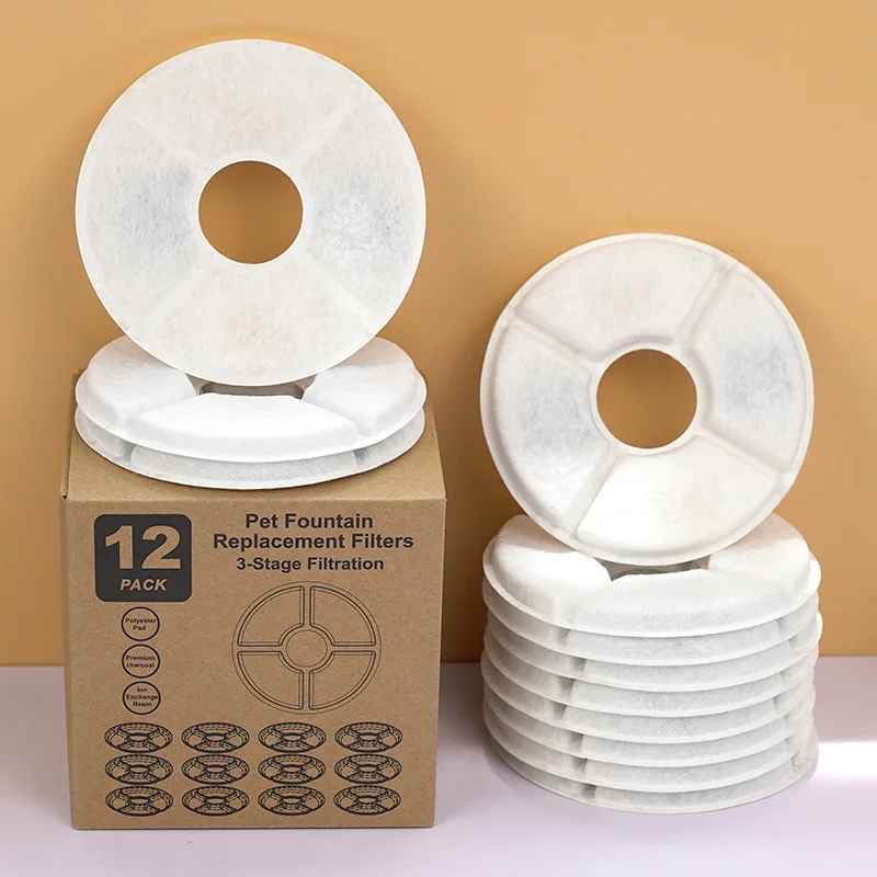 New Design 12 Pcs/Pack Pet Cats Activated Carbon Filter Water Fountain Replacement Automatic Water Fountain Filter