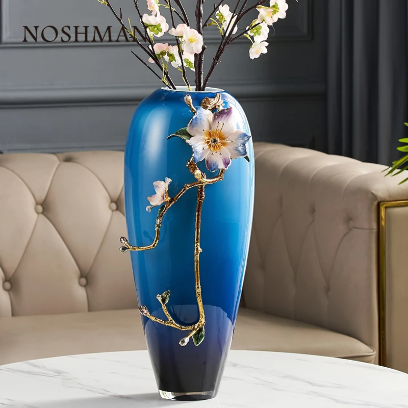 Роскошная Высококачественная эмалированная стеклянная ваза NOSHMAN Florero de cristal в европейском стиле ручной