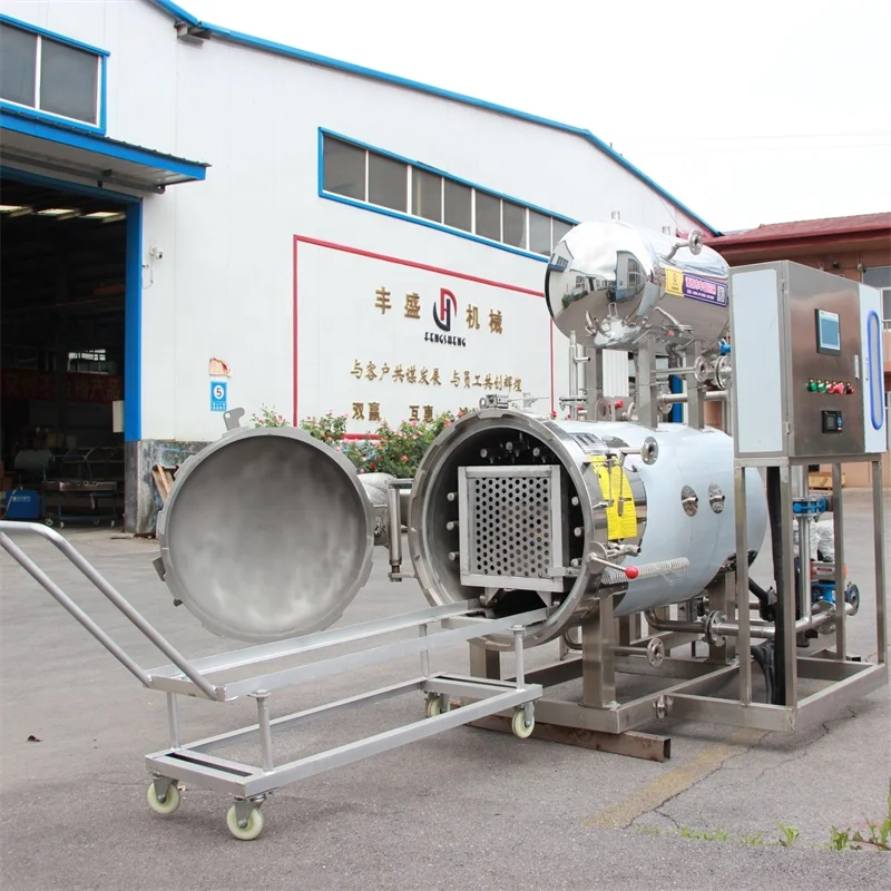 Automatic water cascade thick coconut milk sterilization autoclave machine for bottle milk beverage sterilization