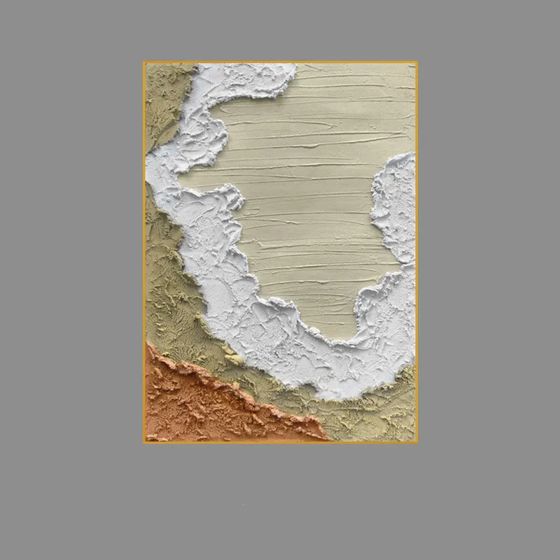 Three-dimension Sandstone Hand-painted Abstract Canvas Painting Wave Scenery Light Luxury Wall Hanging Decor painting with Frame