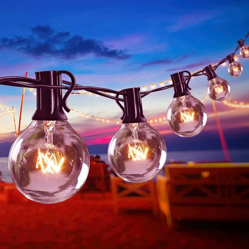 G40 Edison Incandescent String  UK 25Lamps Garden Outdoor Christmas decorative character string lights