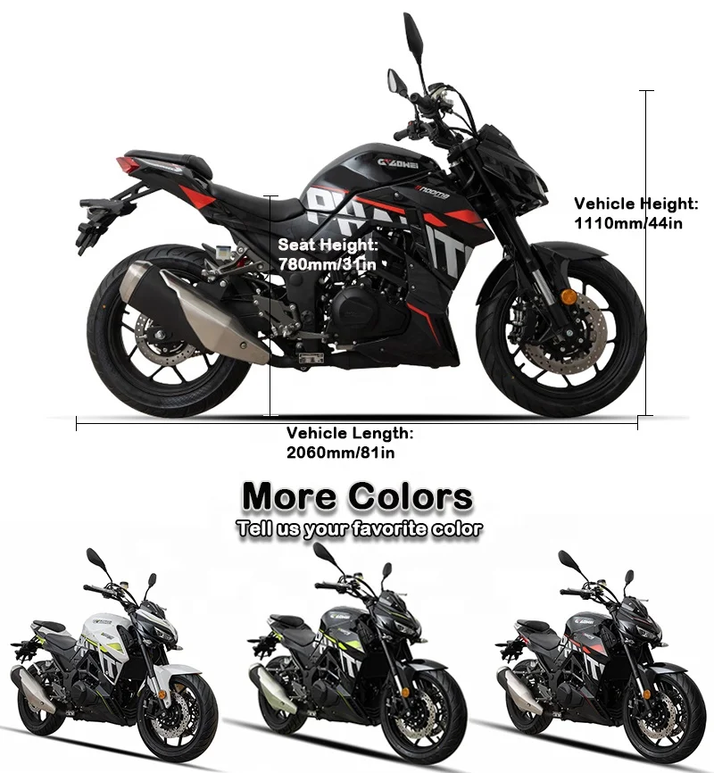 Roywell 400cc Gas Powered Street Bike Chopper Motorcycle EFI Racing Super Moto Motorcycle